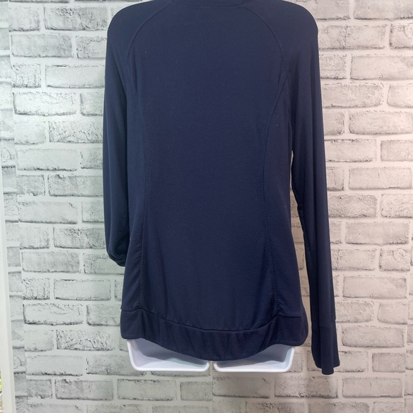 Yogalicious Blue Mock Turtleneck Thumb Hole Top Medium - Picture 6 of 8